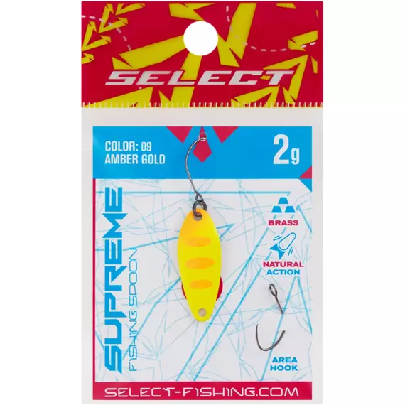 Блешня Select Supreme 2.0g 27mm #09 Amber Gold, Вага блешні: 2.0, Колір блешні: #08 First Cast, фото , изображение 2